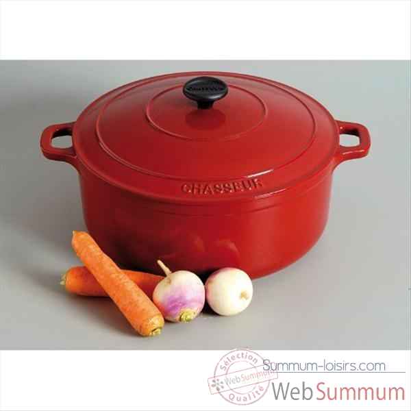 Chasseur cocotte en fonte ronde 24 cm rouge Cuisine -317616