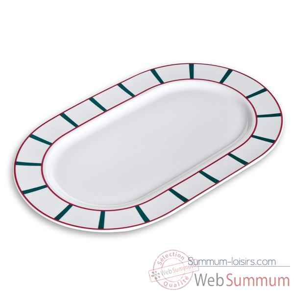 Evrard plat ovale 36 cm  vert et rouge - porcelaine basque  976048