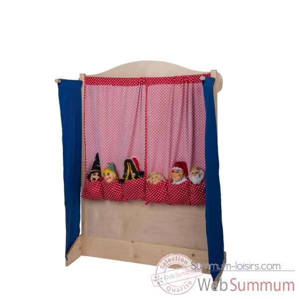 Theatre tableau en bois et tissus Kersa pour marionnettes avec ardoise -90550 -1