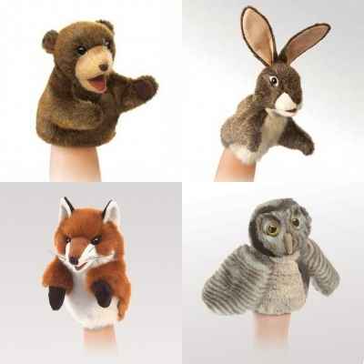 Lot 4 marionnettes peluche animaux a main Folkmanis -LWS-284