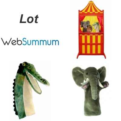 Lot theatre et marionnette a main gant elephant et crocodile -LWS-385