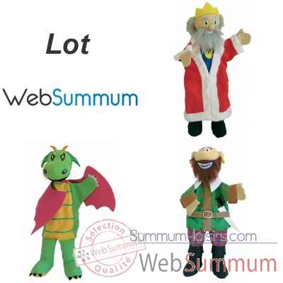 3 marionnettes a main classiques en tissus Ogre, Dragon et Roi -LWS-517