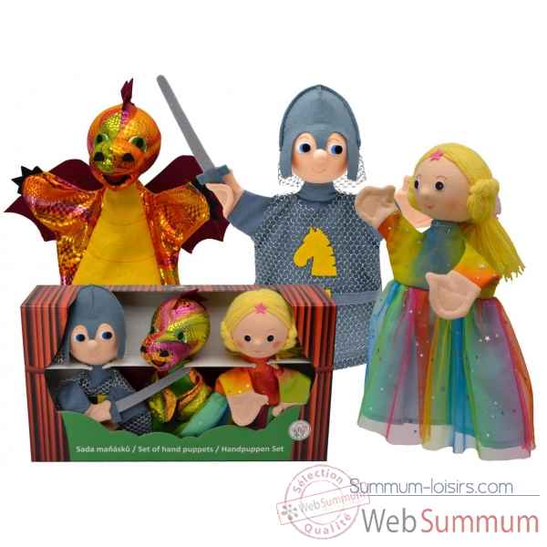 Lot marionnettes a main princesse, chevalier dragon avec histoire -LWS-11374