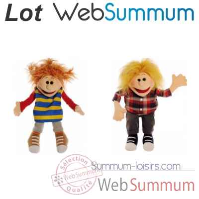 Marionnettes ventriloques Gars et Fille - Taille M - Lot -LWS-11390
