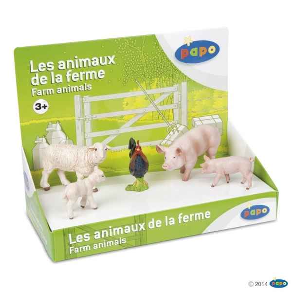 Figurine Boite presentoir animaux de la ferme 1 (5 fig.) Papo -80300