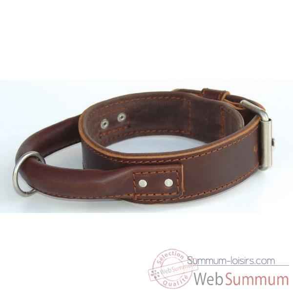 Collier inter cuir dble cuir 43mm l.70-80cm- poignee ronde Sellerie Canine Vendeenne 83611