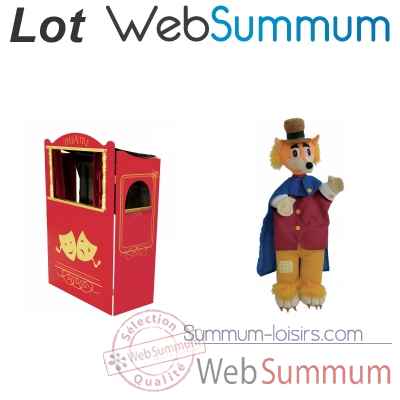 Theatre en bois avec 1 marionnette Compere le renard -LWS-288